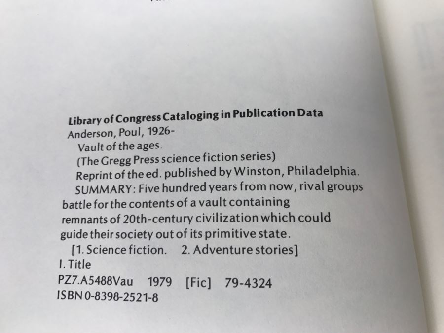 Signed 1979 First Printing Hardcover Book 'Vault Of The Ages' By Poul Anderson [Photo 11]