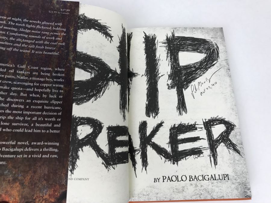 Signed First Edition Hardcover Book 'Ship Breaker' By Paolo Bacigalupi [Photo 5]