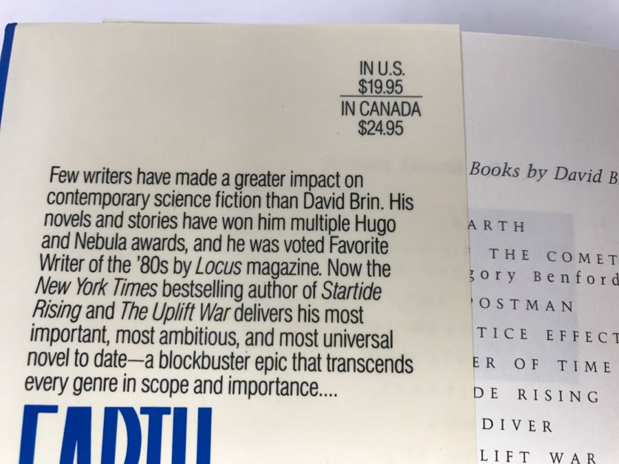 Signed First Edition Hardcover Book 'Earth' By David Brin [Photo 6]