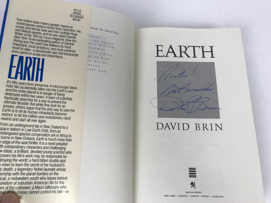 Signed First Edition Hardcover Book 'Earth' By David Brin [Photo 5]