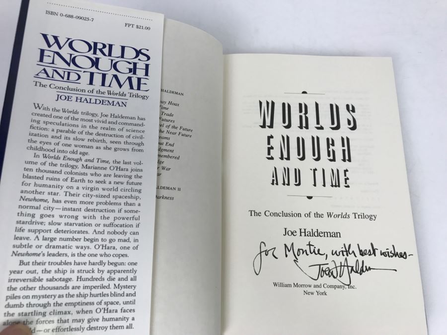 Signed First Edition Hardcover Book 'World's Enough And Time The Conclusion Of The Worlds Trilogy' By Joe Haldeman [Photo 5]