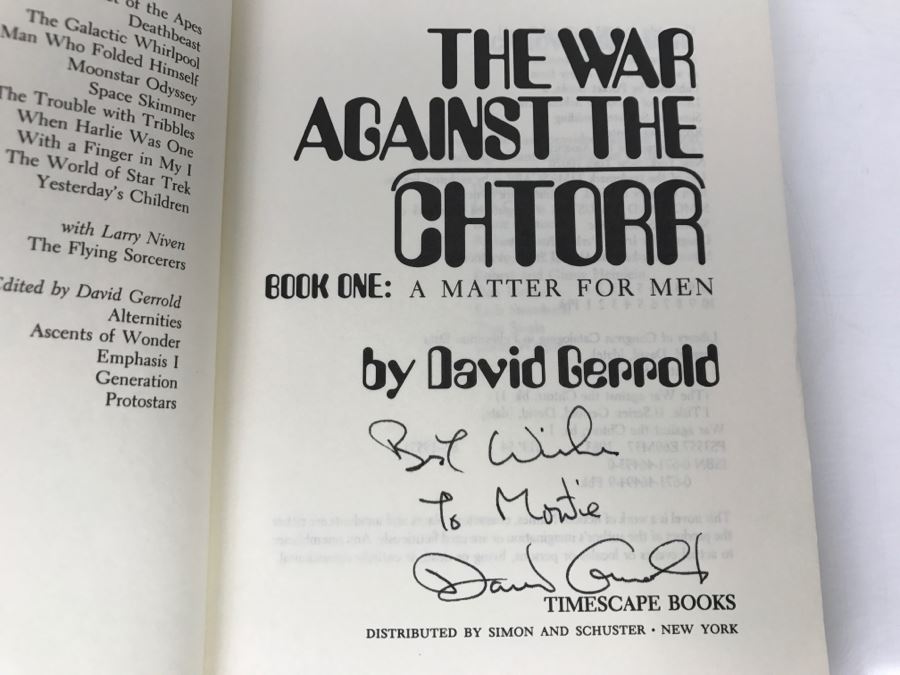 Signed Book 'A Matter For Men' By David Gerrold [Photo 7]