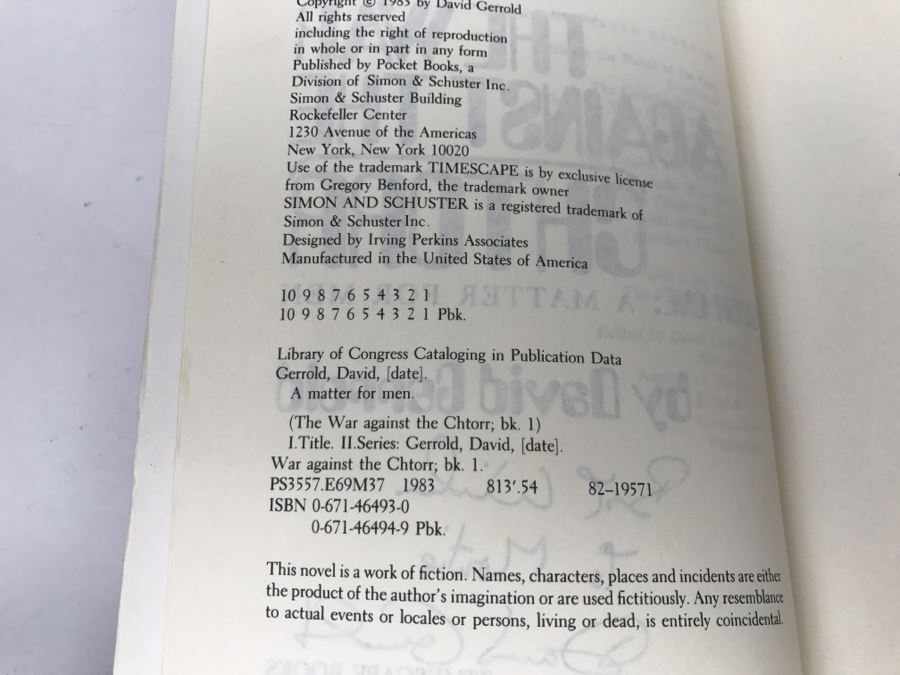 Signed Book 'A Matter For Men' By David Gerrold [Photo 10]
