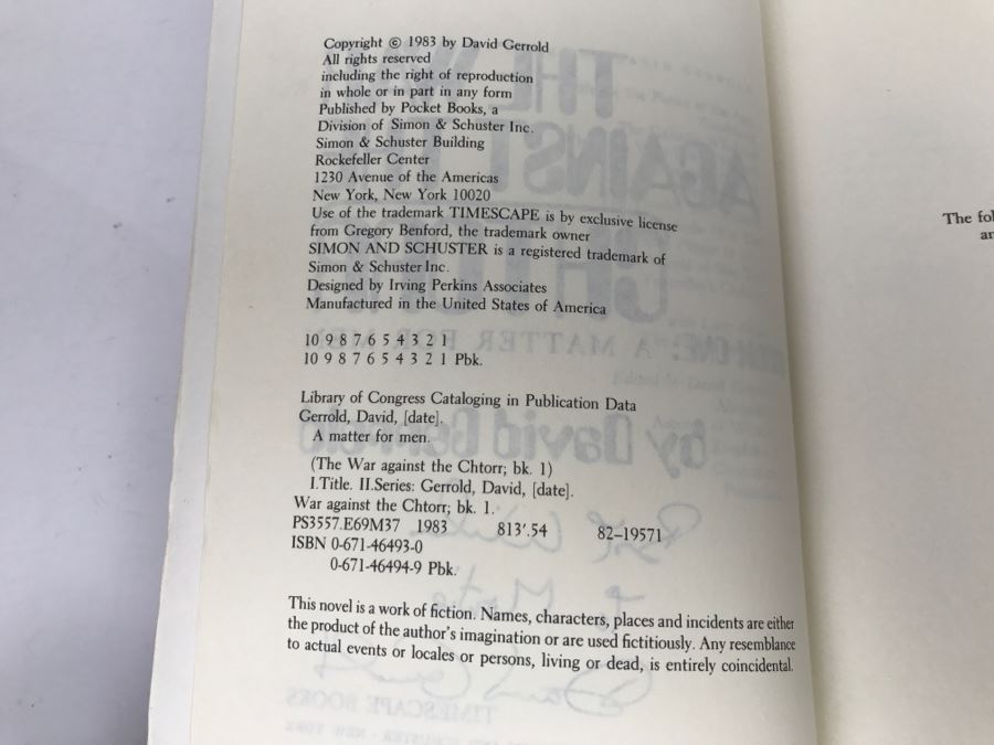 Signed Book 'A Matter For Men' By David Gerrold [Photo 9]