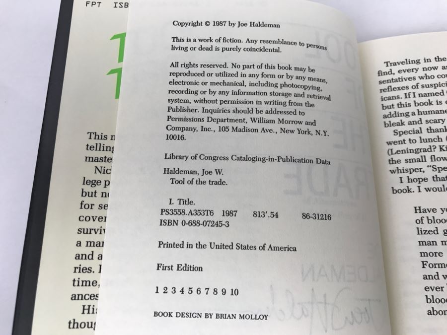 Signed First Edition Hardcover Book 'Tool Of The Trade' By Joe Haldeman [Photo 8]