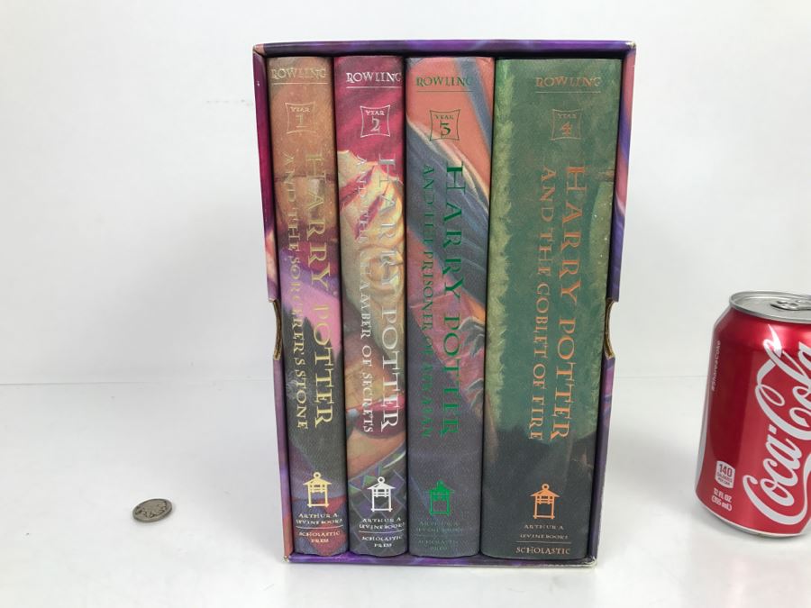 First American Edition Hardcover Books Box Set Harry Potter The First Four Thrilling Adventures At Hogwarts: Harry Potter And The Sorcerer's Stone, And The Chamber Of Secrets, And The Prisoner Of Azkaban, And The Goblet Of Fire [Photo 5]