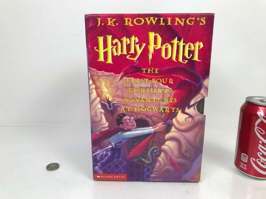 First American Edition Hardcover Books Box Set Harry Potter The First Four Thrilling Adventures At Hogwarts: Harry Potter And The Sorcerer's Stone, And The Chamber Of Secrets, And The Prisoner Of Azkaban, And The Goblet Of Fire [Photo 3]