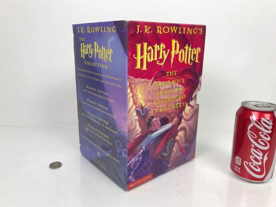 First American Edition Hardcover Books Box Set Harry Potter The First Four Thrilling Adventures At Hogwarts: Harry Potter And The Sorcerer's Stone, And The Chamber Of Secrets, And The Prisoner Of Azkaban, And The Goblet Of Fire [Photo 2]