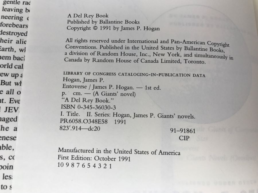 Signed First Edition Hardcover Book 'Entoverse A Giants Novel' By James P. Hogan [Photo 9]