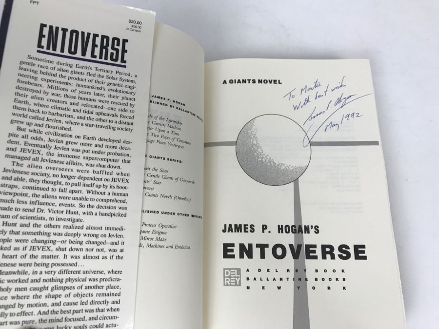 Signed First Edition Hardcover Book 'Entoverse A Giants Novel' By James P. Hogan [Photo 5]