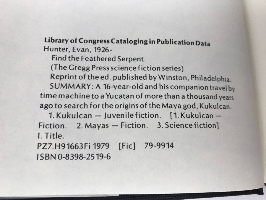 First Printing 1979 Hardcover Book 'Find The Feathered Serpent' By Evan Hunter [Photo 10]