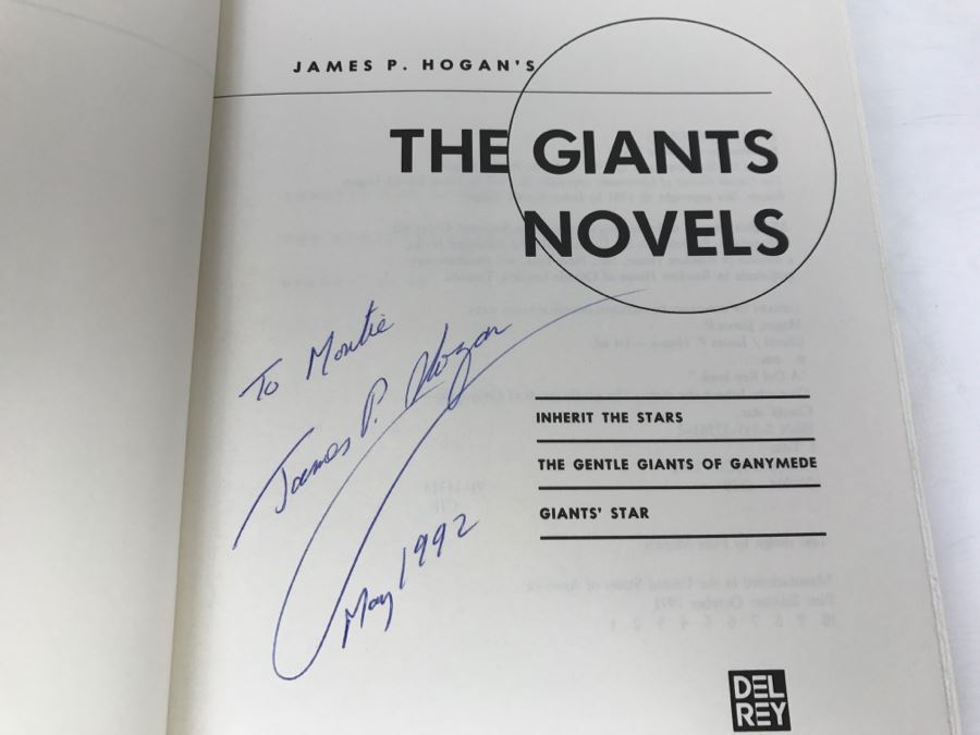 Signed First Edition Hardcover Book 'The Giants Novels: Inherit The Stars, The Gentle Giants Of Ganymede And Giants' Star' By James P. Hogan [Photo 8]