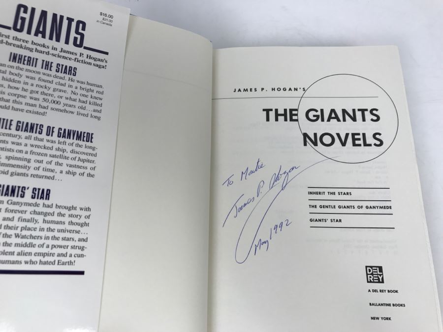 Signed First Edition Hardcover Book 'The Giants Novels: Inherit The Stars, The Gentle Giants Of Ganymede And Giants' Star' By James P. Hogan [Photo 5]