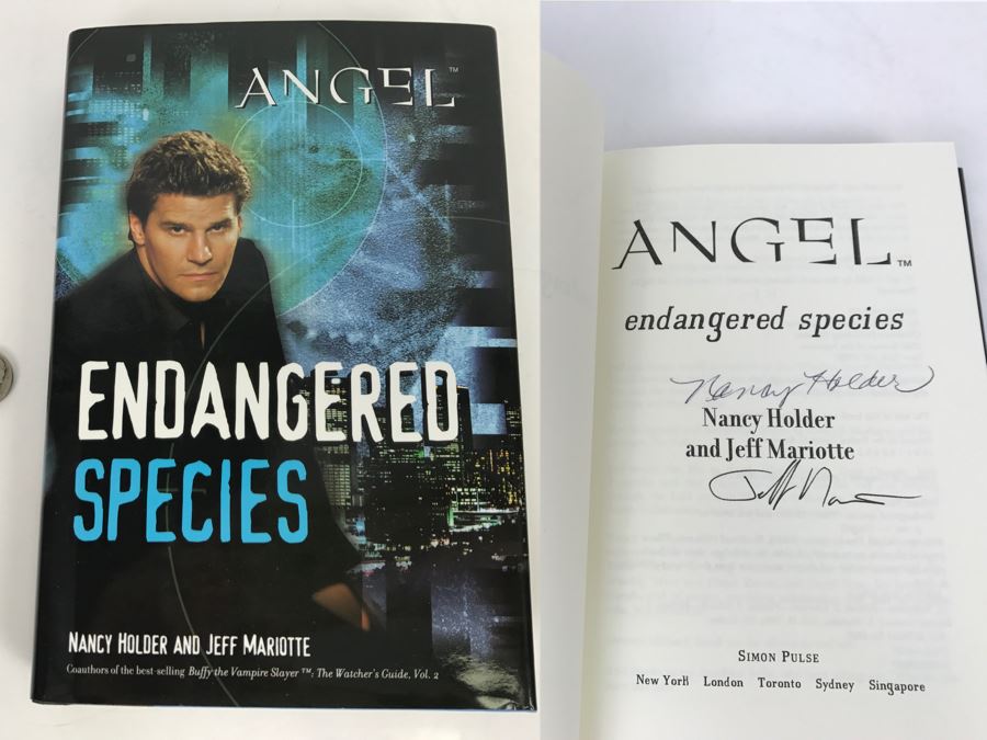 Signed Hardcover Book 'Angel Endangered Species' By Nancy Holder (Signed) And Jeff Mariotte (Signed)
