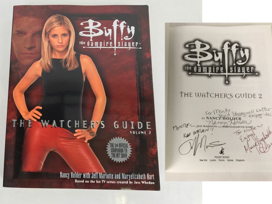Signed Book 'Buffy The Vampire Slayer The Watcher's Guide Volume 2' By Nancy Holder (Signed) With Jeff Mariotte (Signed) And MaryElizabeth Hart (Signed) [Photo 1]