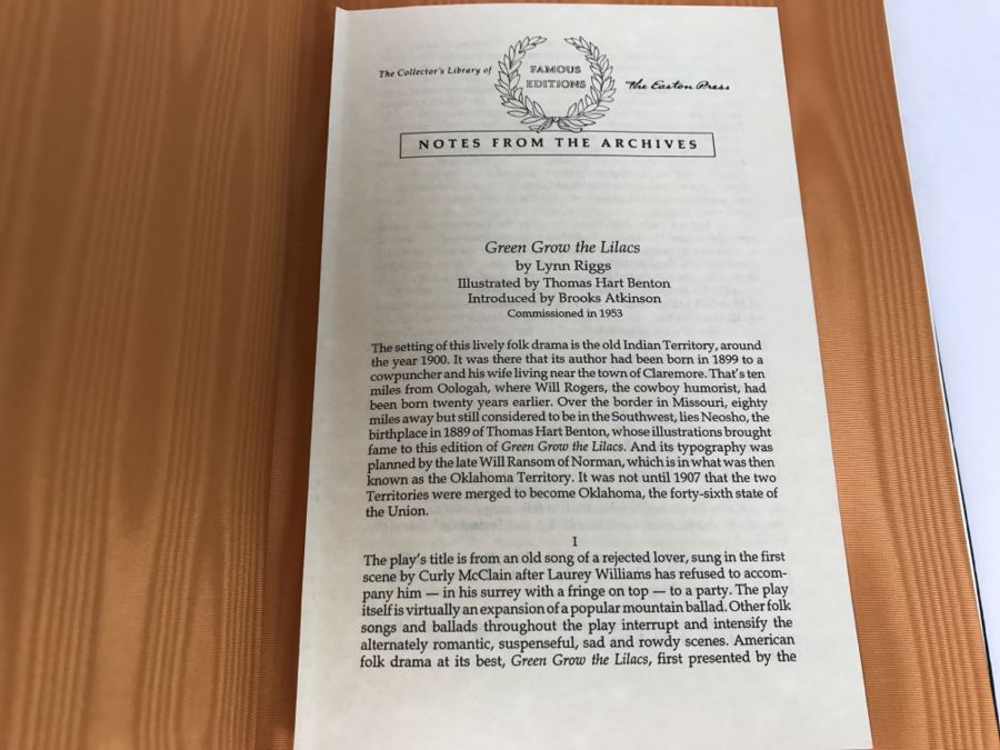 Easton Press Hardcover Book 'Green Grow The Lilacs' A Play By Lynn Riggs [Photo 5]