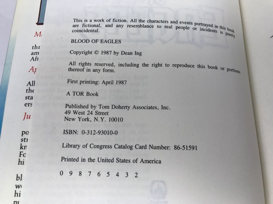 Signed First Edition Hardcover Book 'Blood Of Eagles' By Dean Ing [Photo 8]