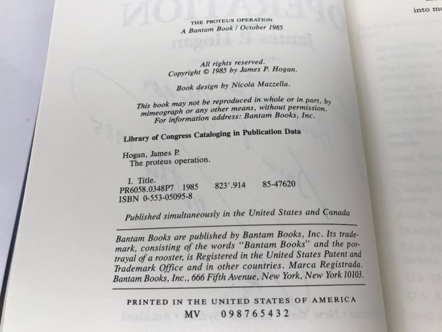 Signed Hardcover Book 'The Proteus Operation' By James P. Hogan [Photo 8]