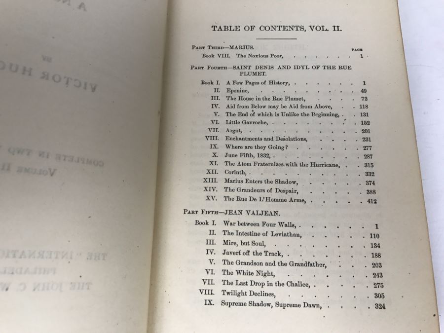 Pair Of Antique Books 'Les Miserables' A Novel By Victor Hugo Volumes I And II (See Photos For Condition Of Bindings) [Photo 15]