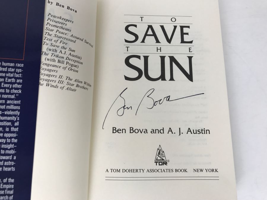 Signed First Edition Hardcover Book 'To Save The Sun' By Ben Bova (Signed) And A. J. Austin [Photo 6]