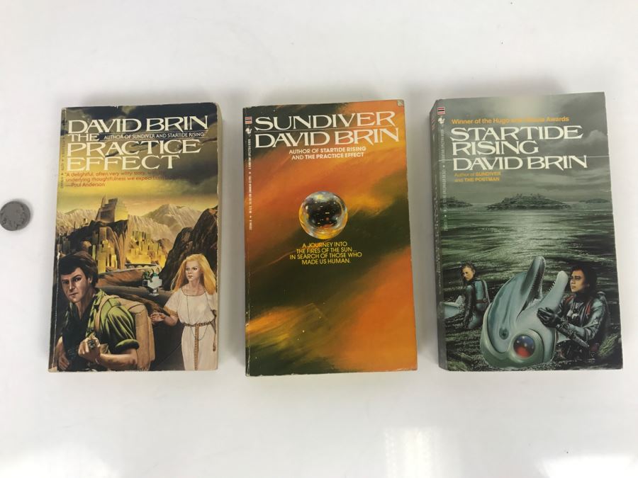 Signed Set Of (3) Paperback Books By David Brin [Photo 2]