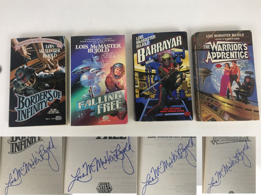 Signed Set Of (4) Paperback Books By Lois McMaster Bujold [Photo 1]