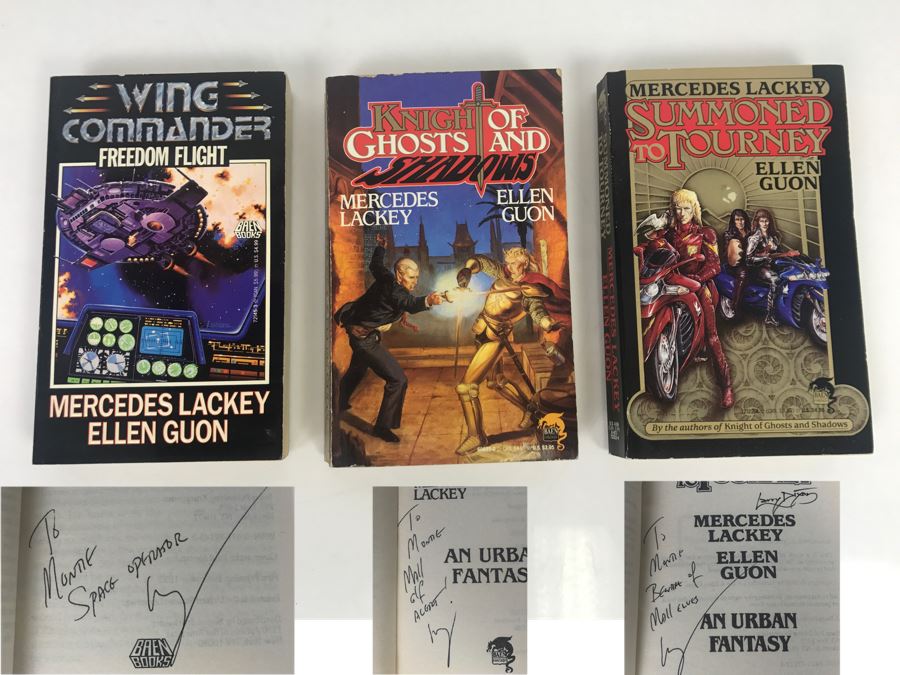 Signed Set Of (3) Paperback Books By Mercedes Lackey (Signed) And Ellen Guon [Photo 1]