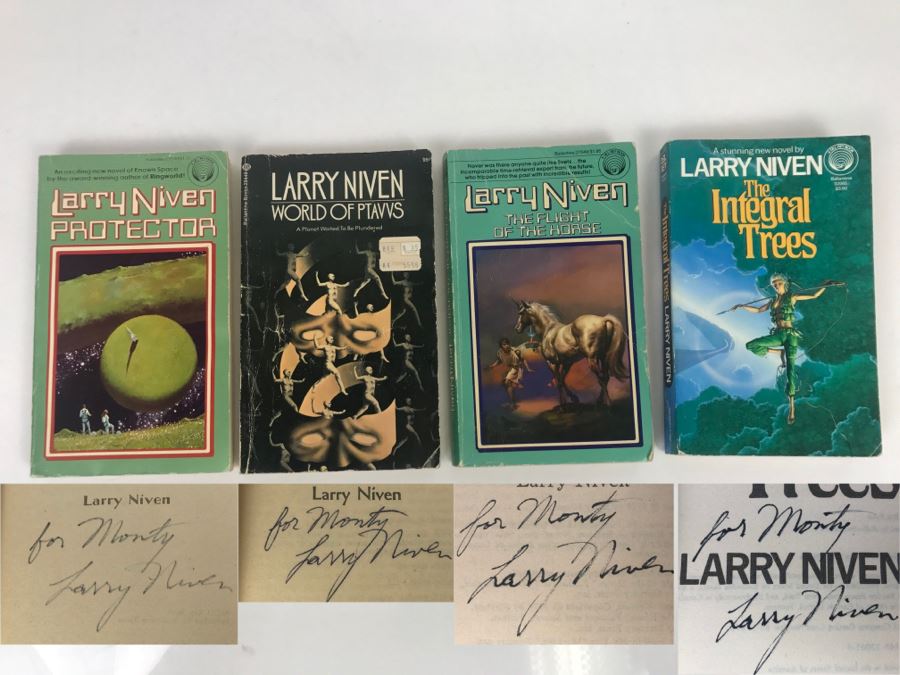 Signed Set Of (4) Paperback Books By Larry Niven [Photo 1]