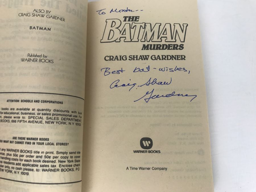 Signed Set Of (4) Paperback Books Batman, Back To The Future II, The Lost Boys By Craig Shaw Gardner [Photo 6]