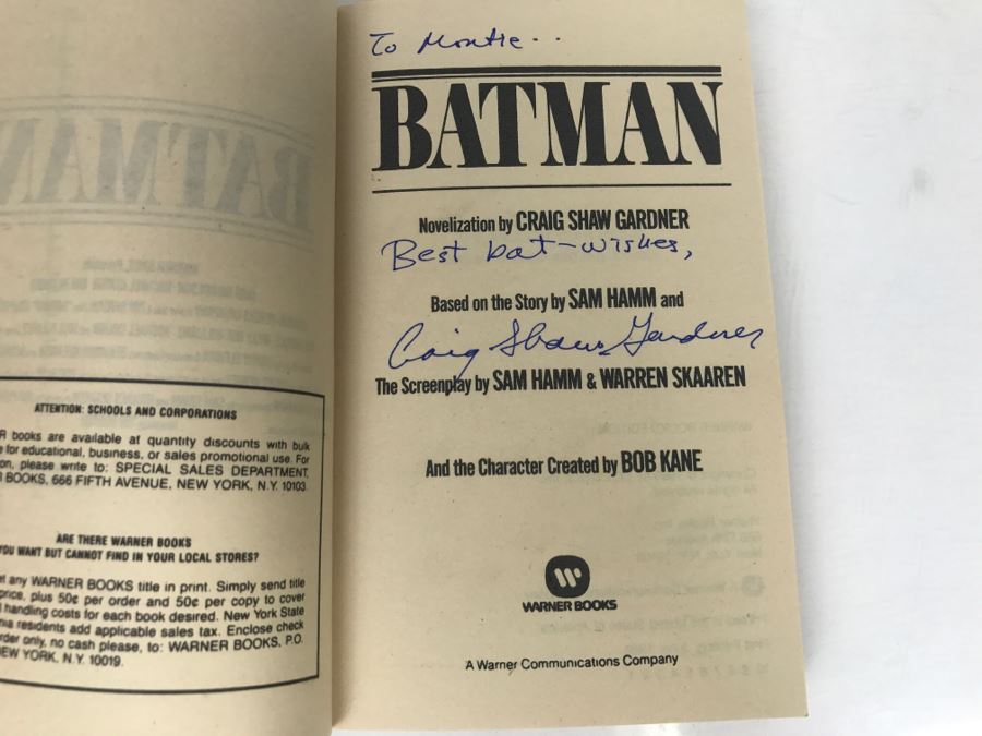 Signed Set Of (4) Paperback Books Batman, Back To The Future II, The Lost Boys By Craig Shaw Gardner [Photo 12]