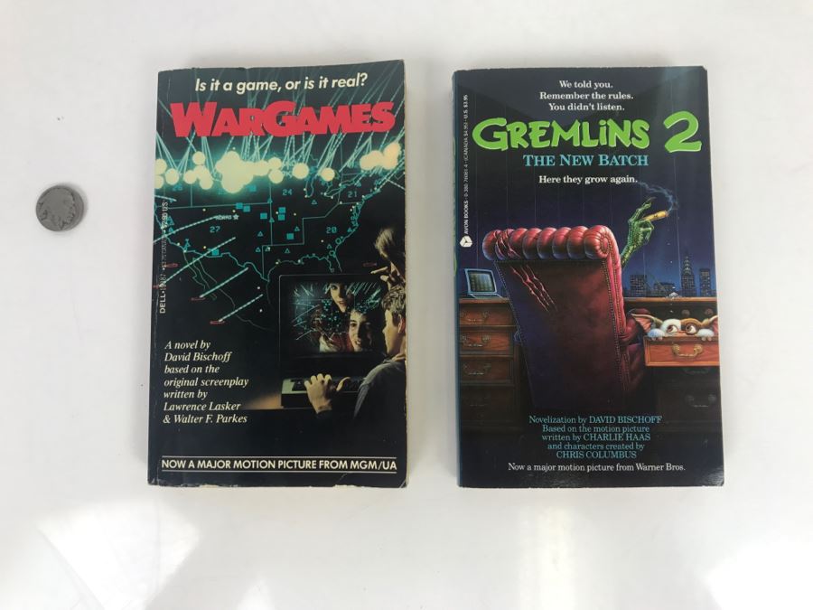 Signed Set Of (2) Paperback Books WarGames And Gremlins 2 By David Bischoff [Photo 2]