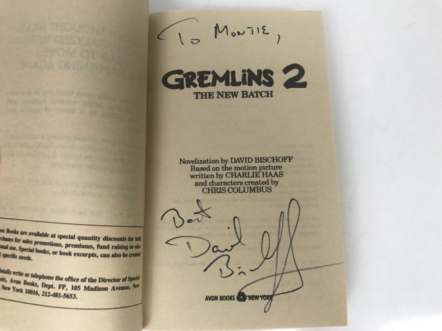 Signed Set Of (2) Paperback Books WarGames And Gremlins 2 By David Bischoff [Photo 11]