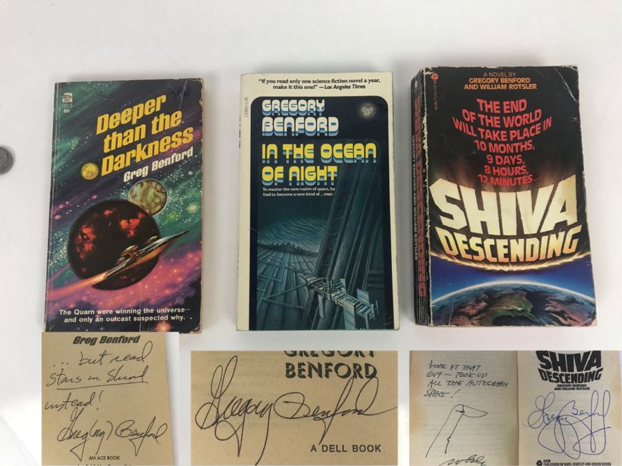 Signed Set Of (3) Paperback Books By Gregory Benford [Photo 1]