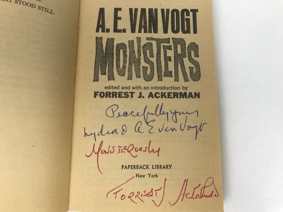 Signed Paperback Book 'Science Fiction Monster' By A. E. Van Vogt (Signed) And Forrest J. Ackerman (Signed) [Photo 5]