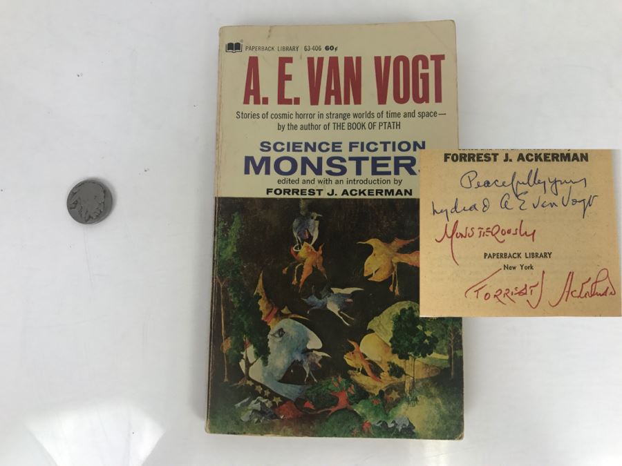 Signed Paperback Book 'Science Fiction Monster' By A. E. Van Vogt (Signed) And Forrest J. Ackerman (Signed) [Photo 1]