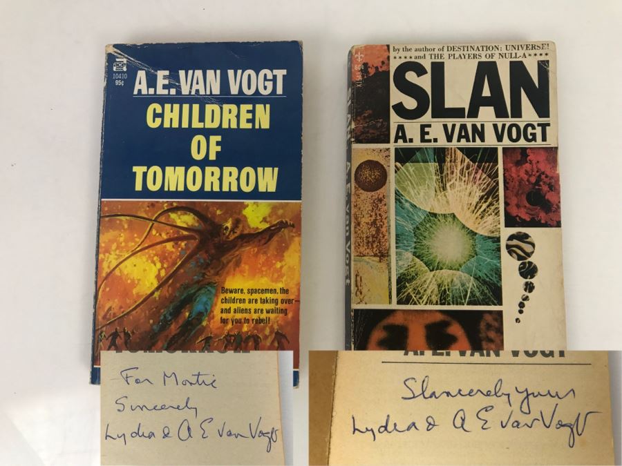 Signed Pair Of Paperback Books By A. E. Van Vogt