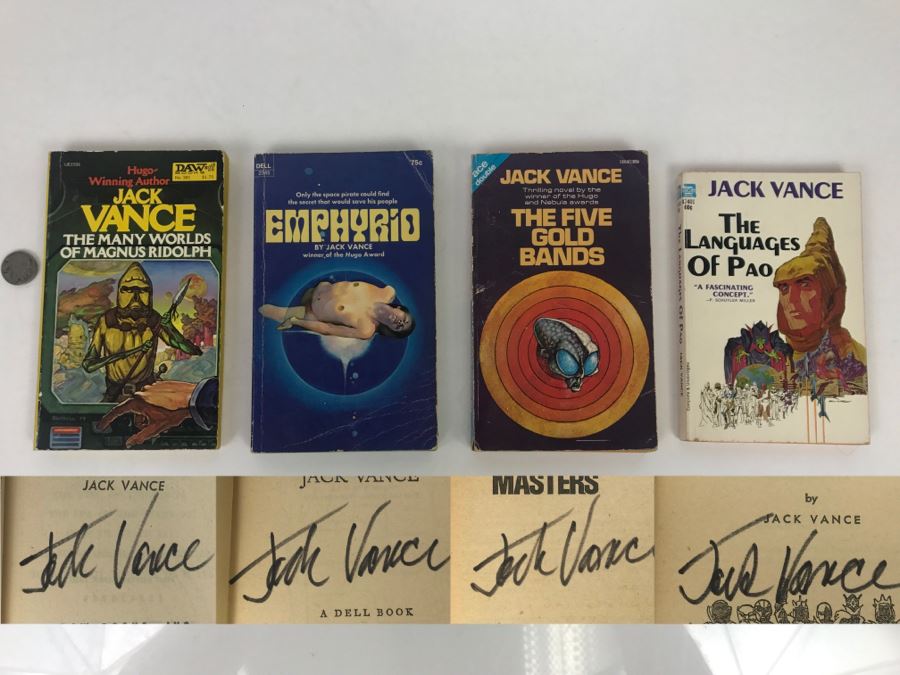  Signed Set Of (4) Paperback Books By Jack Vance [Photo 1]
