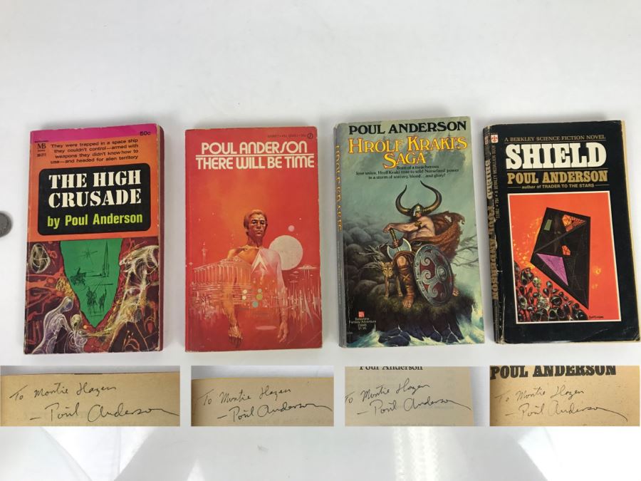 Signed Set Of (4) Paperback Books By Poul Anderson