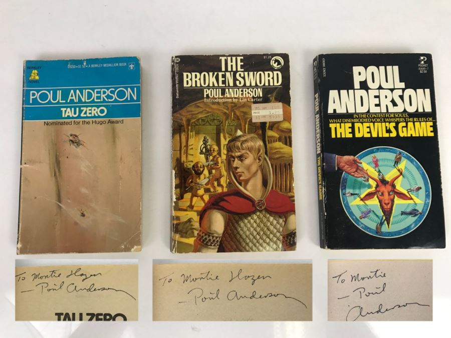 Signed Set Of (3) Paperback Books By Poul Anderson