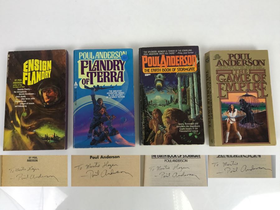 Signed Set Of (4) Paperback Books By Poul Anderson [Photo 1]