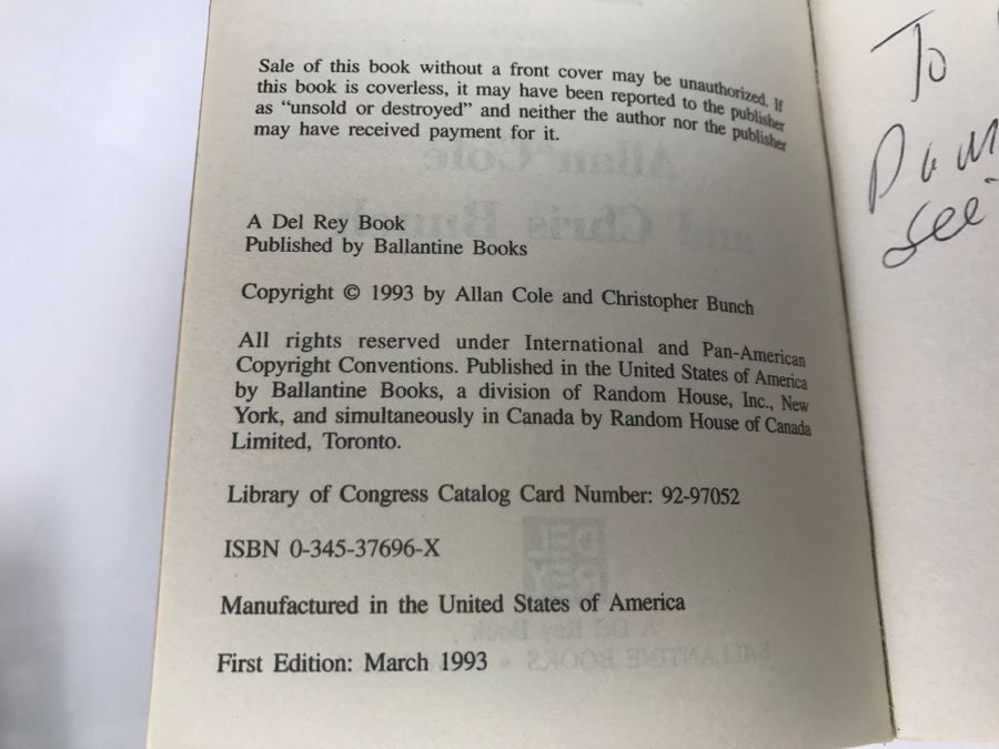 Signed Set Of (3) Paperback Books By Allan Cole And Chris Bunch [Photo 19]