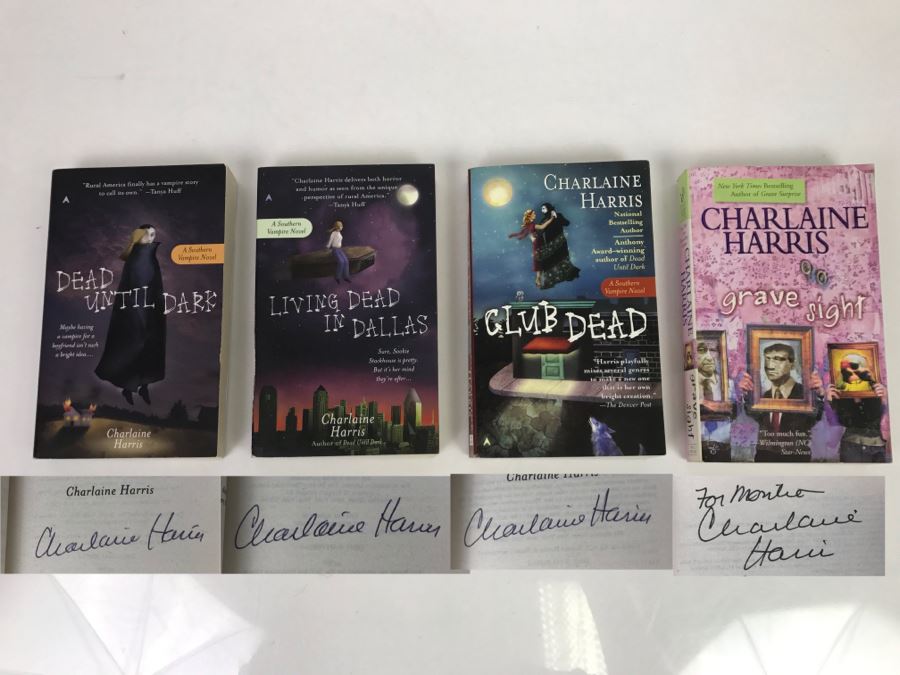 Signed Set Of (4) Paperback Books By Charlaine Harris [Photo 1]