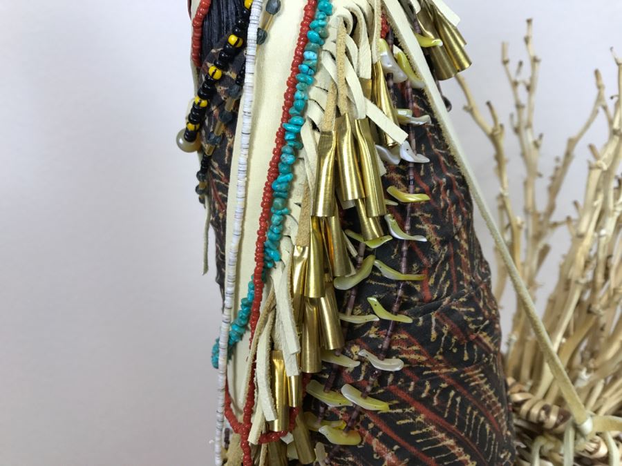 Stunning Robert Rivera Apache Basket Woman Gourd Art With Unique Wardrobe And Set Of Beaded Jewelry 25' X 14' Retailed For $3,000 [Photo 22]