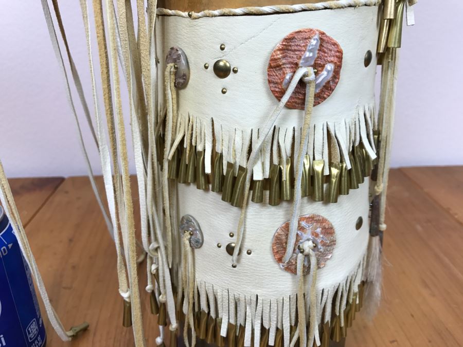 Stunning Robert Rivera Apache Basket Woman Gourd Art With Unique Wardrobe And Set Of Beaded Jewelry 25' X 14' Retailed For $3,000 [Photo 17]