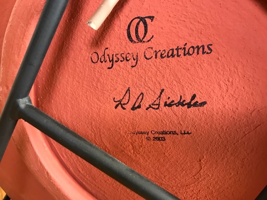 Large Platter Shield Pottery With Wrought Iron Arrow Motif Stand By Odyssey Creations Retailed For $225 From Santa Fe Saavy 23'R [Photo 15]