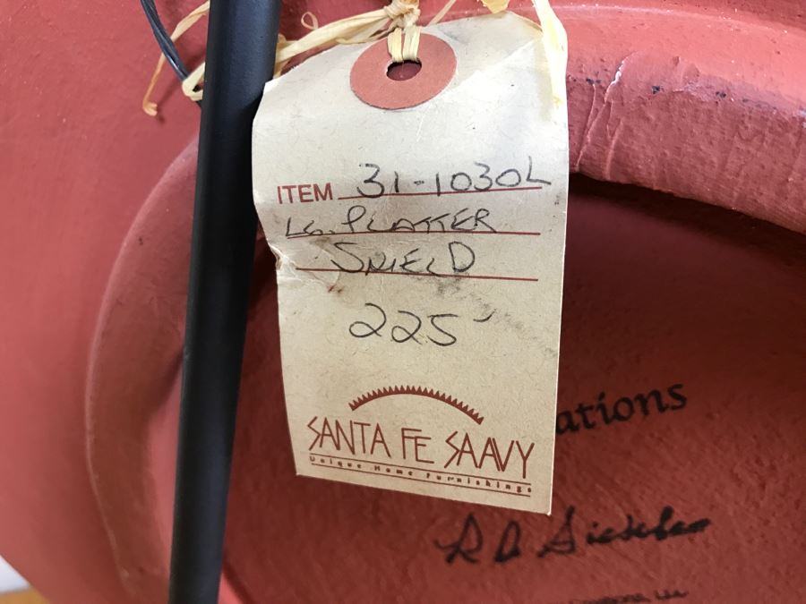 Large Platter Shield Pottery With Wrought Iron Arrow Motif Stand By Odyssey Creations Retailed For $225 From Santa Fe Saavy 23'R [Photo 14]