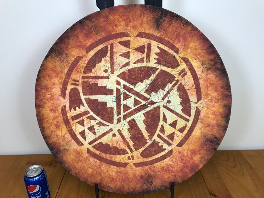 Large Platter Shield Pottery With Wrought Iron Arrow Motif Stand By Odyssey Creations Retailed For $225 From Santa Fe Saavy 23'R [Photo 3]