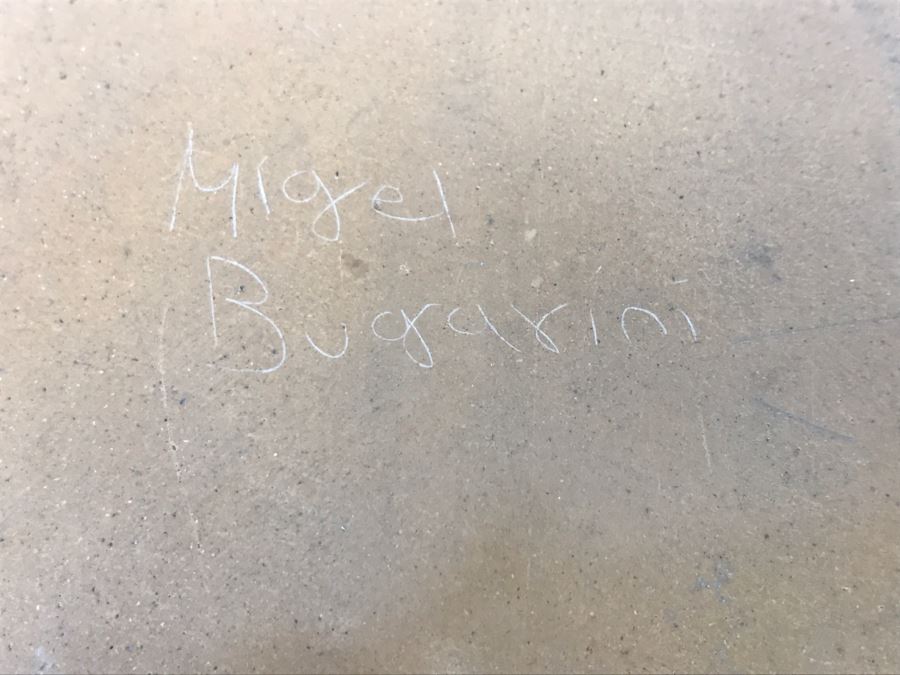 Large Signed Mata Ortiz Pottery By Miguel Bugarini En Santa Fe From The Frank Howell Gallery With Wrought Iron Stand 15'W X 18'H Estimate $250 [Photo 24]