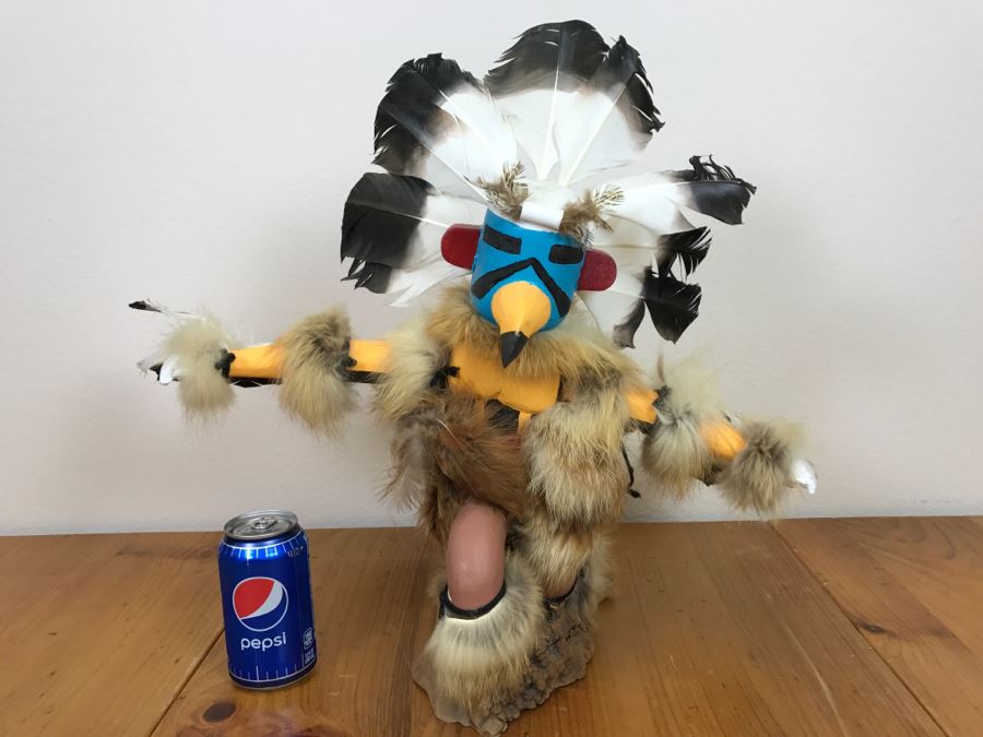 Hopi Kachina Doll KWAHU The Eagle Dancer Signed By R. David 24'W X 19'H x 15'D