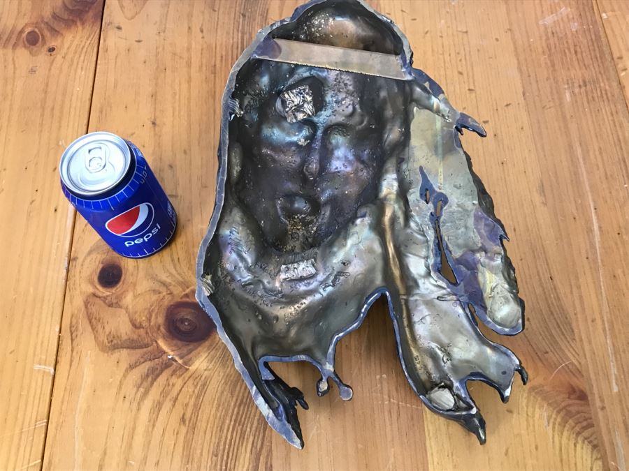 Signed Bronze Wall-Mounted Bust Of Native American 10'W X 14'H X 4.5'D [Photo 22]